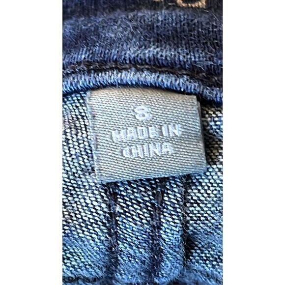 NY&C Women's Size 8 High Waisted Cropped Leggings Button Fly Blue Faux Pockets - Picture 5 of 8